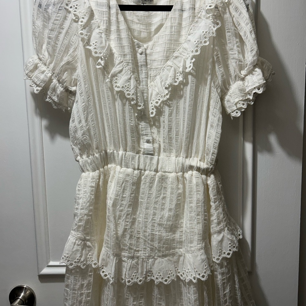 Moon River White Ruffle Mini Dress